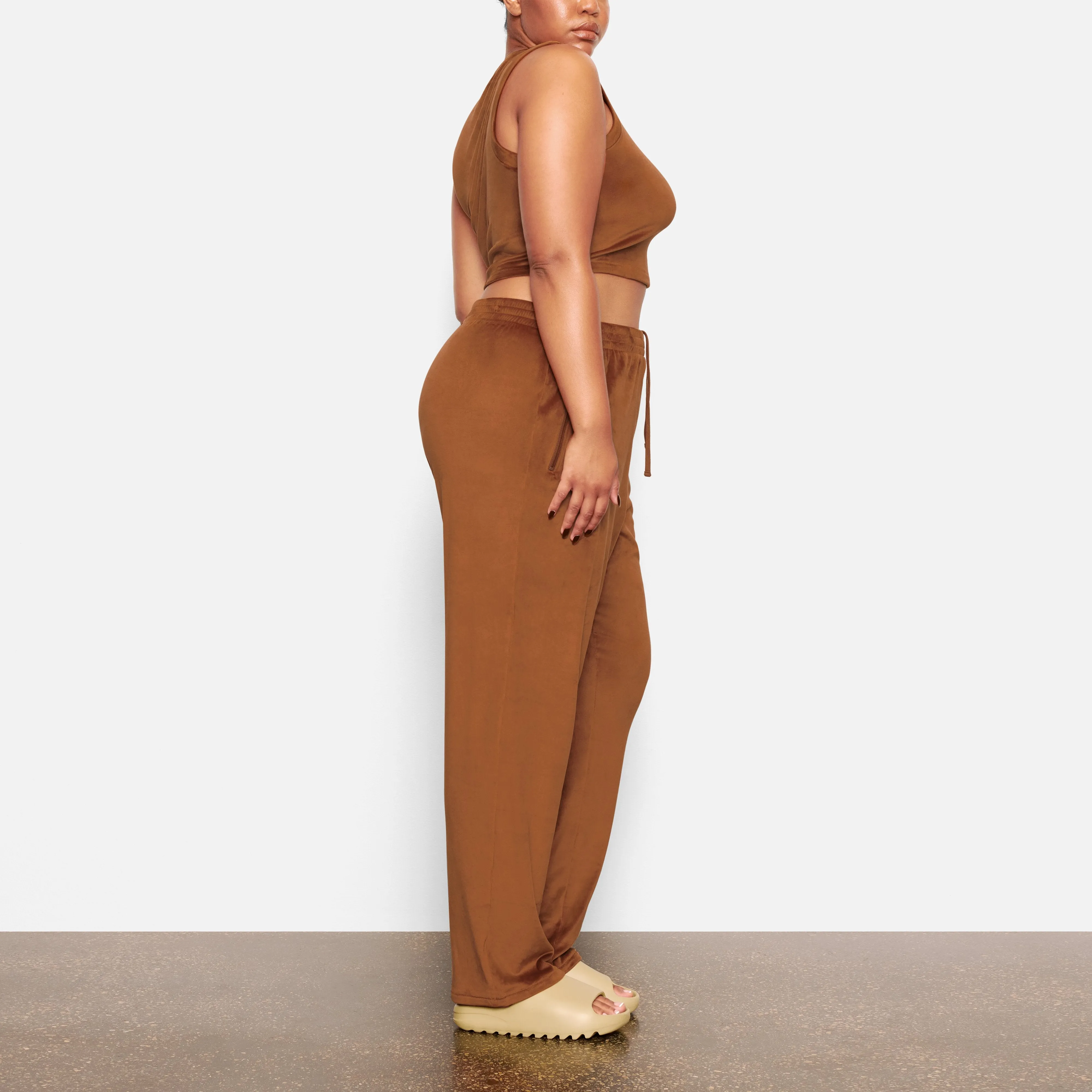 VELOUR CREW NECK TANK | COPPER