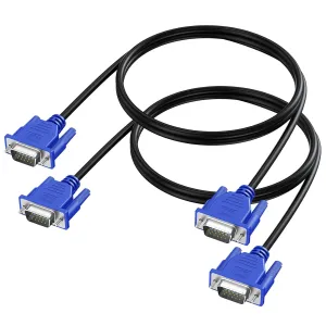 VGA Cable 2-Pack, 3FT VGA Monitor Cable Male to Male Cord 1080P Full HD High Resolution for Monitor TV Computer Projector-Blue