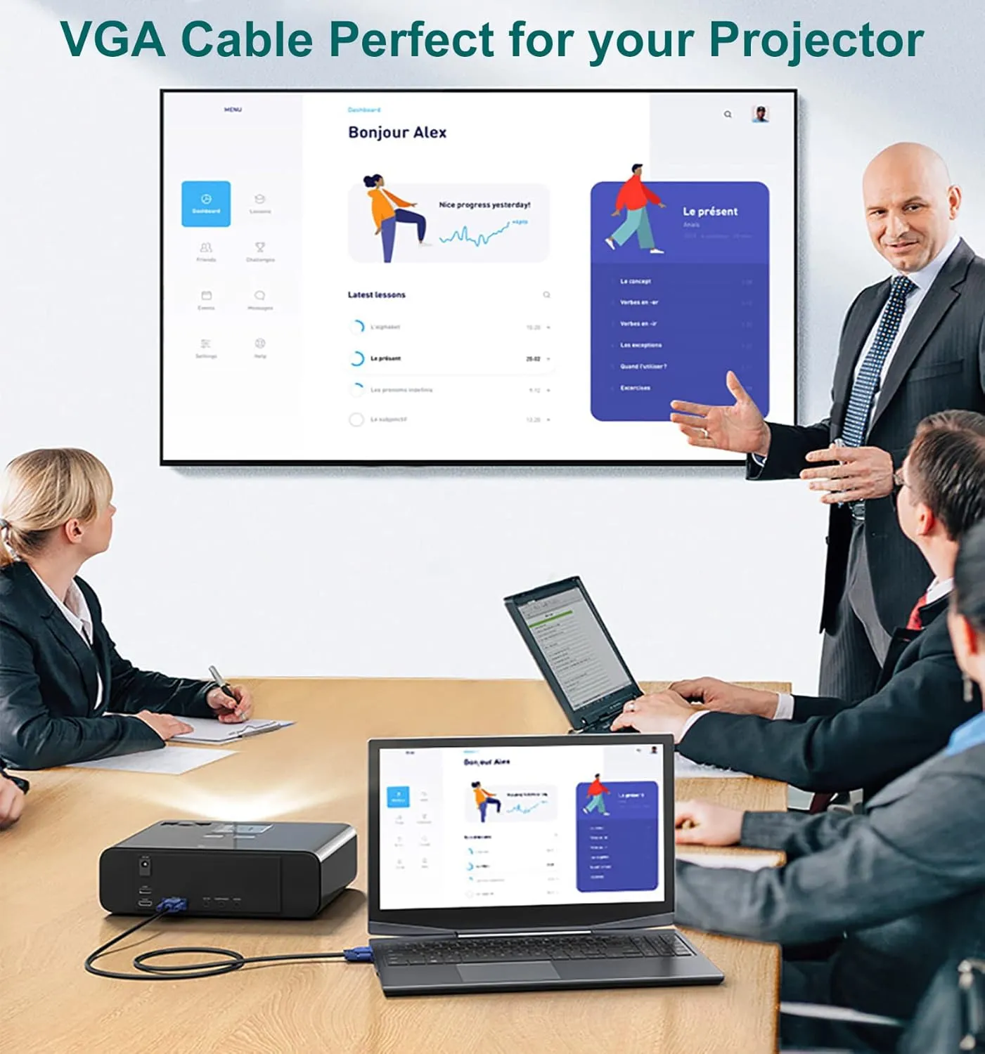 VGA Cable 2-Pack, 3FT VGA Monitor Cable Male to Male Cord 1080P Full HD High Resolution for Monitor TV Computer Projector-Blue