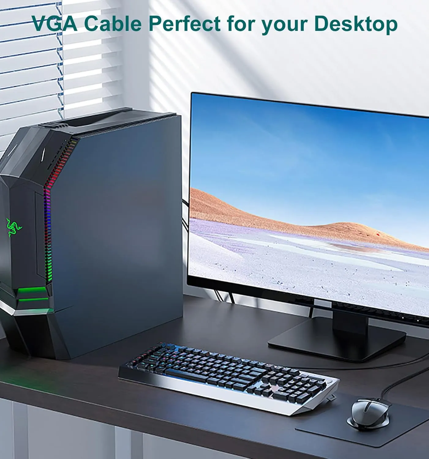 VGA Cable 2-Pack, 3FT VGA Monitor Cable Male to Male Cord 1080P Full HD High Resolution for Monitor TV Computer Projector-Blue