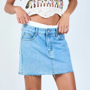 Vintage wash denim mini skirt wholesale