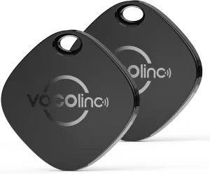 VOCOlinc Air Tags-2 Pack, Item Finders Tracker Work with Apple Find My APP (iOS Only, Not for Android), Smart Bluetooth Locator for Keys, Luggage Suitcases, Bags Wallets, Backpack, Replaceable Battery