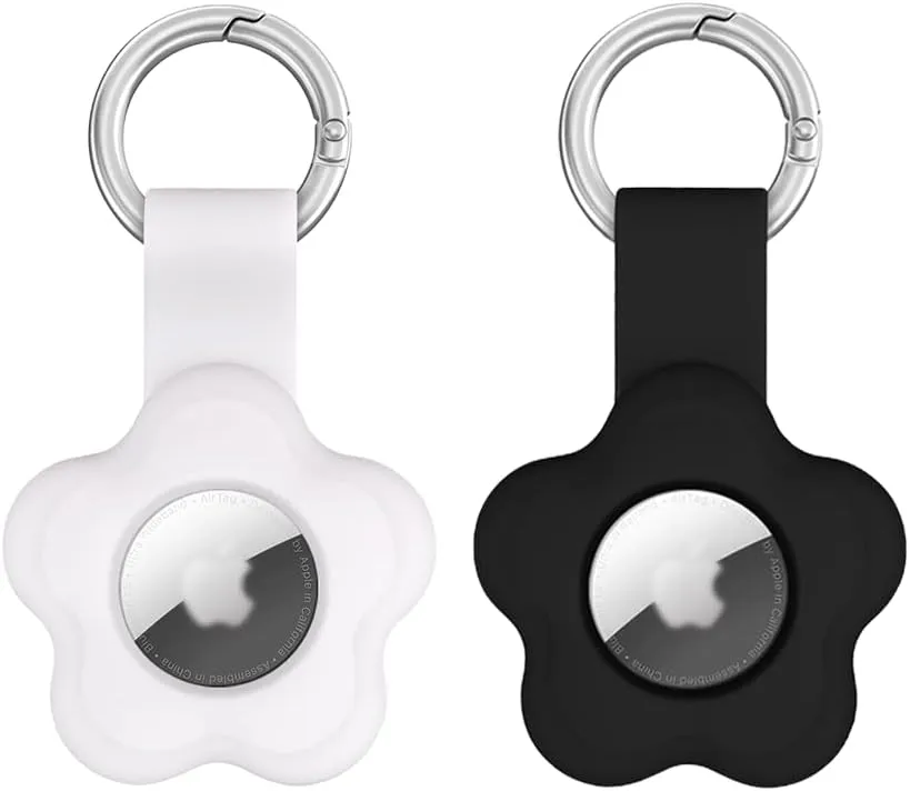 Watbro Airtag Keychain Flower Case for AirTag Tracker,Protective AirTag Holder with Anti-Lost Keychain,Anti-Drop Scratch