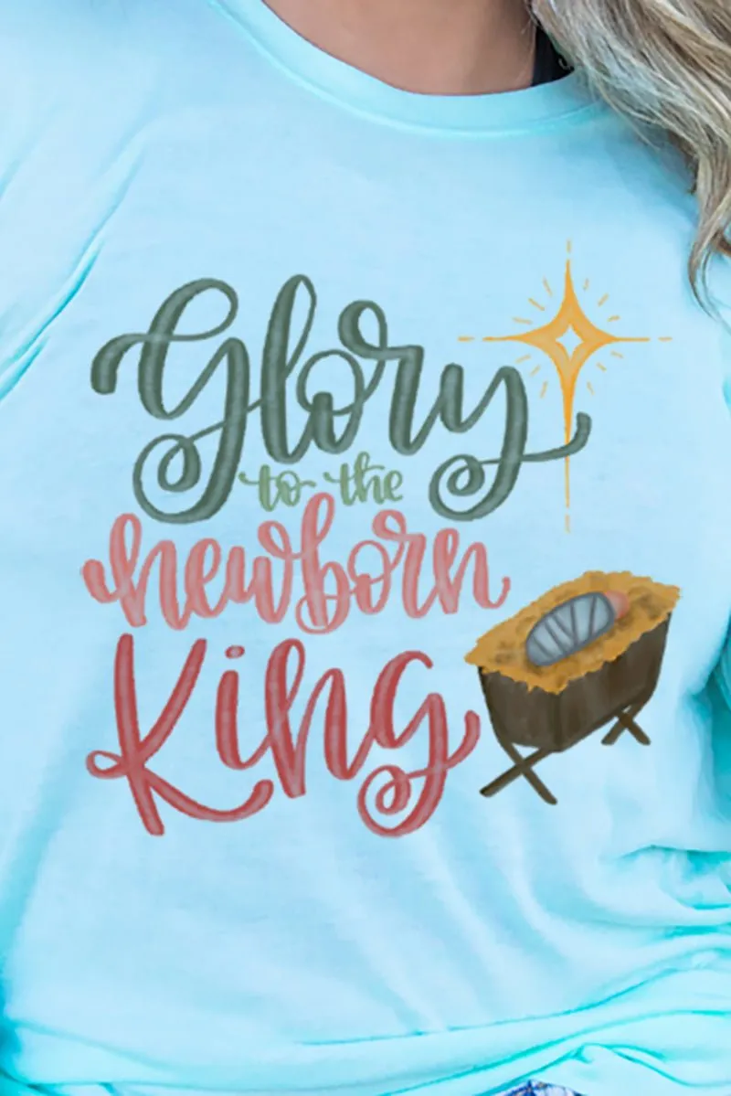 Watercolor Glory To The Newborn King Adult Soft-Tek Blend Long Sleeve Tee