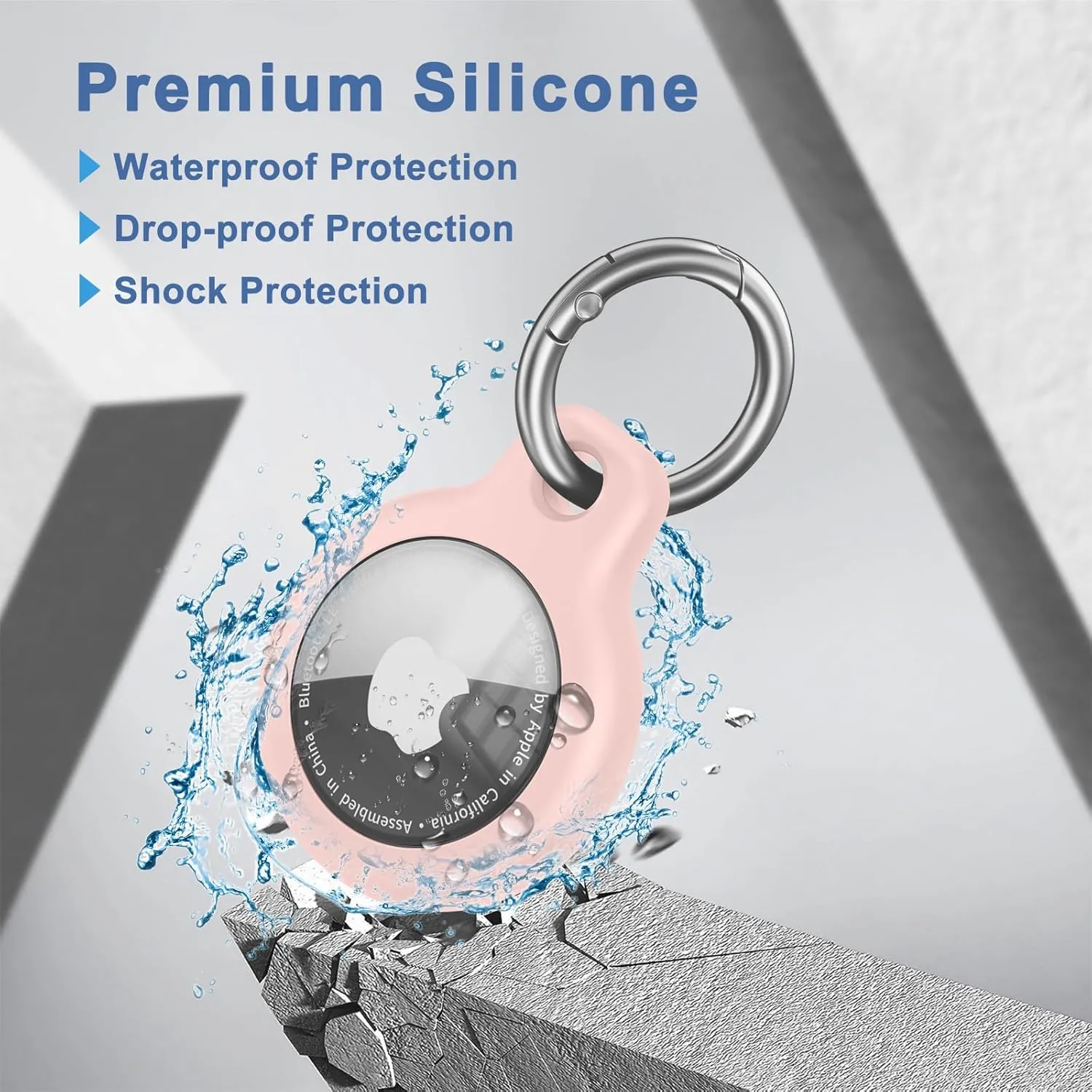 Waterproof Airtag Holder with Apple Airtag Keychain 4 Pack, Hard PC AirTag Case, Anti-Scratch Airtag Case for GPS Item Finder Tracker,Luggage,Pet Collar,Key Ring (Red/Orange/Yellow/Pink)