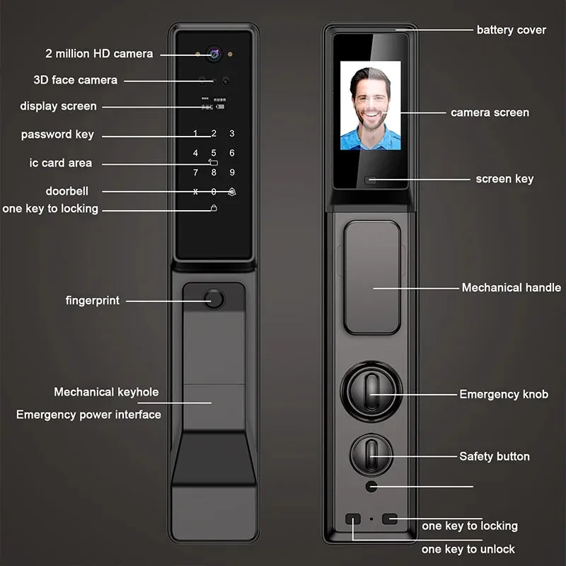 Waterproof Outdoor Smart  Lock Wifi Alexa Tuya APP Aluminium Alloy Material Fingerprint Password Smart Door Lock With Camera