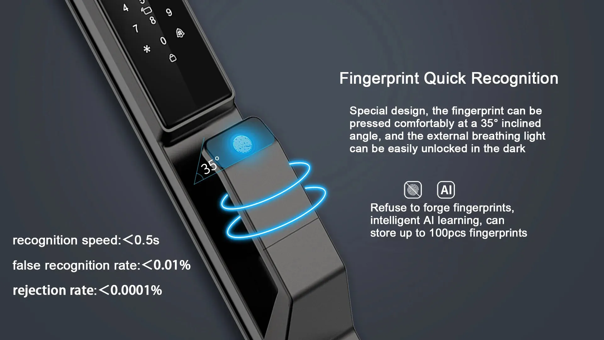 Waterproof Outdoor Smart  Lock Wifi Alexa Tuya APP Aluminium Alloy Material Fingerprint Password Smart Door Lock With Camera