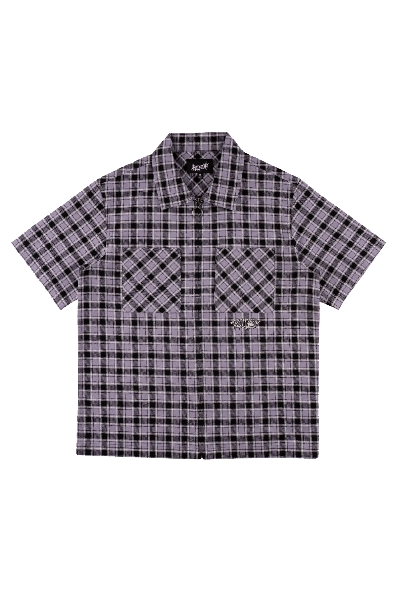 WELCOME SKATEBOARDS CELL WOVEN PLAID ZIP SHIRT - LAVENDER GREY