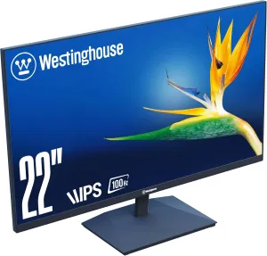 Westinghouse 22 Inch Computer Monitor, 100Hz, 1080p Full HD IPS Display, Adaptive Sync, Blue Light Protection, Home Office PC Screens with Built in Speakers, HDMI, VGA, for Work & Productivity