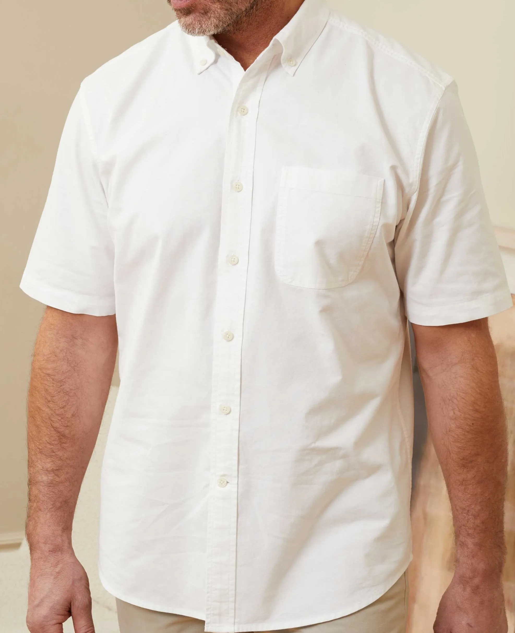 White Classic Fit Short Sleeve Oxford Shirt