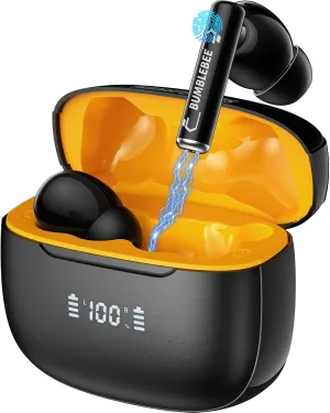 Wireless Earbuds Bluetooth 5.3 Headphones 60H Playback with LED Digital Display,Dual ENC Call Noise Cancelling Mic,ANC Active Noise Cancelling,13mm Driver Earbuds Wireless TF-T27(Black)