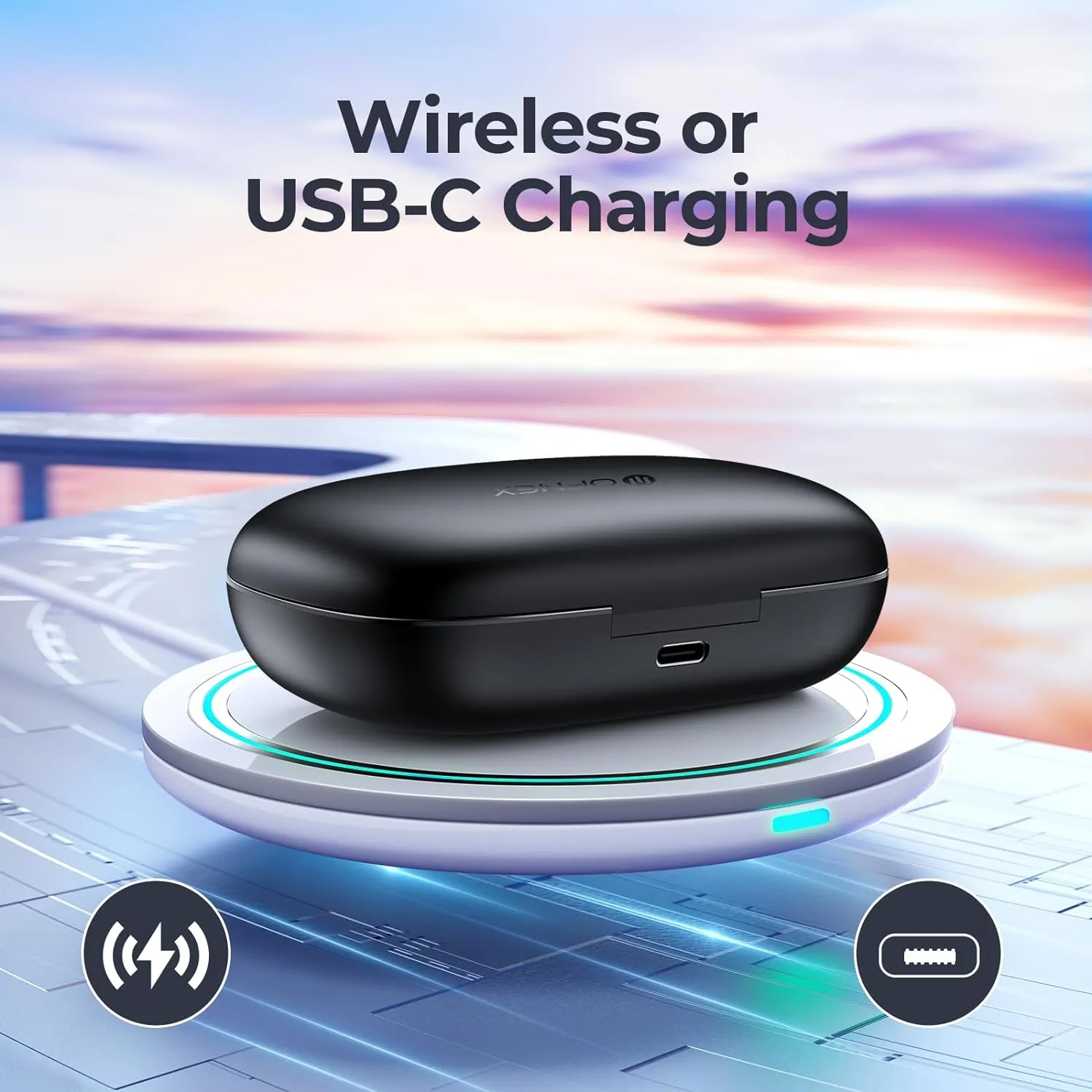 Wireless Earbuds Bluetooth 5.3 Headphones 90 Hrs Playtime Earbuds with Wireless Charging Case Power Display Over-Ear Earphones with Earhooks Waterproof Stereo Headset for Android Phone Workout Black