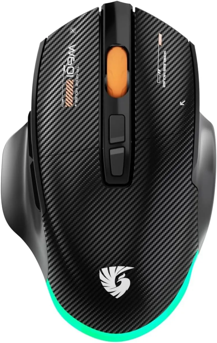 Wireless Gaming Mouse - Programmable Macro 7 Button Mice with 12800DPI, Corded Bluetooth Mouse for Business Home Office, Ergonomic Shape for Windows Computers, Macs, iPad, PC and Laptops