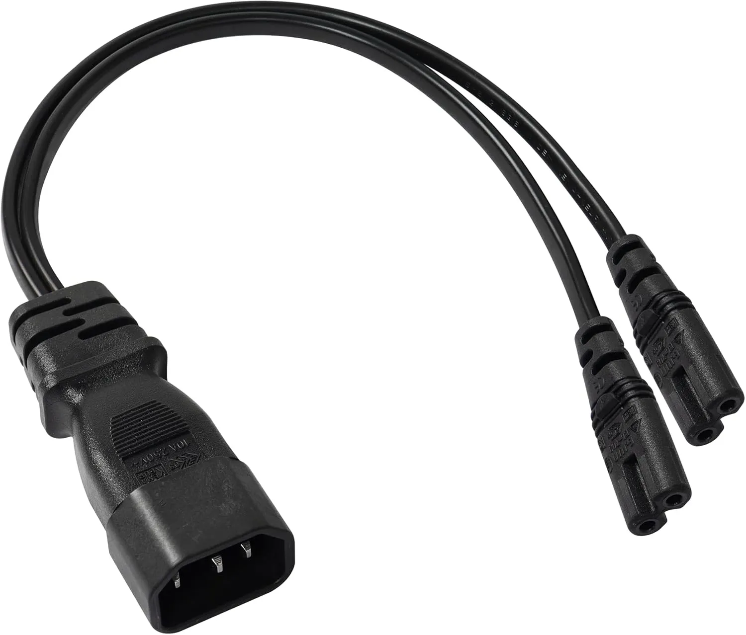 YACSEJAO C14 to Dual C7 Cable, IEC 320 C14 Male to C7 Y Splitter AC Power Cable for Printers,Scanners, etc(1FT/30CM)