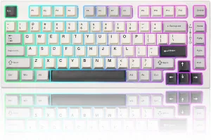 YUNZII RT80 Rapid Trigger Hall Effect Magnetic Gaming Keyboard, 8K Polling Rate, 75% Layout,BT/2.4GHz/Wired,RGB Backlit,Hot Swap,Adjustable Actuation Wireless for Win/Mac(White, Gateron White)