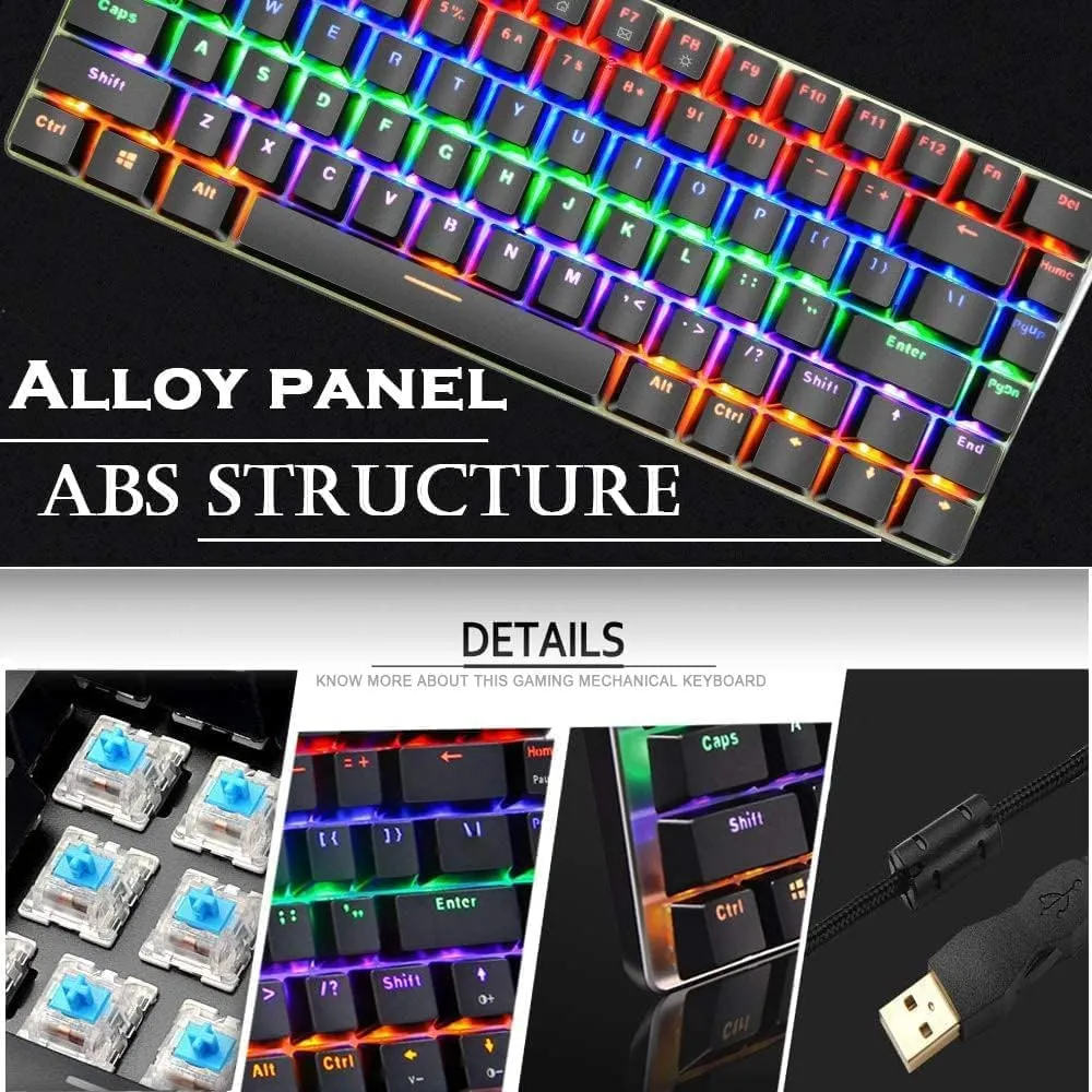 ZIYOU LANG Gaming Keyboard and Mouse and Mouse Pad,Wired Rainbow Backlit Mechanical Keyboard,Superlight RGB Gaming Mouse,12000DPI Optical Sensor,6 Programmable Buttons Mice for PC Gamers(Black)
