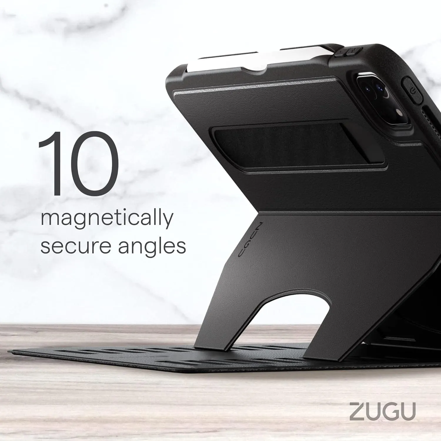 Zugu Case for iPad Air 13 Inch M3 2025 & M2 2024 &/12.9 inch (3rd/4th Gen), Slim Protective Cover with Apple Pencil Charging & Storage, Auto Wake/Sleep, Multiple Viewing Angles (Pine)