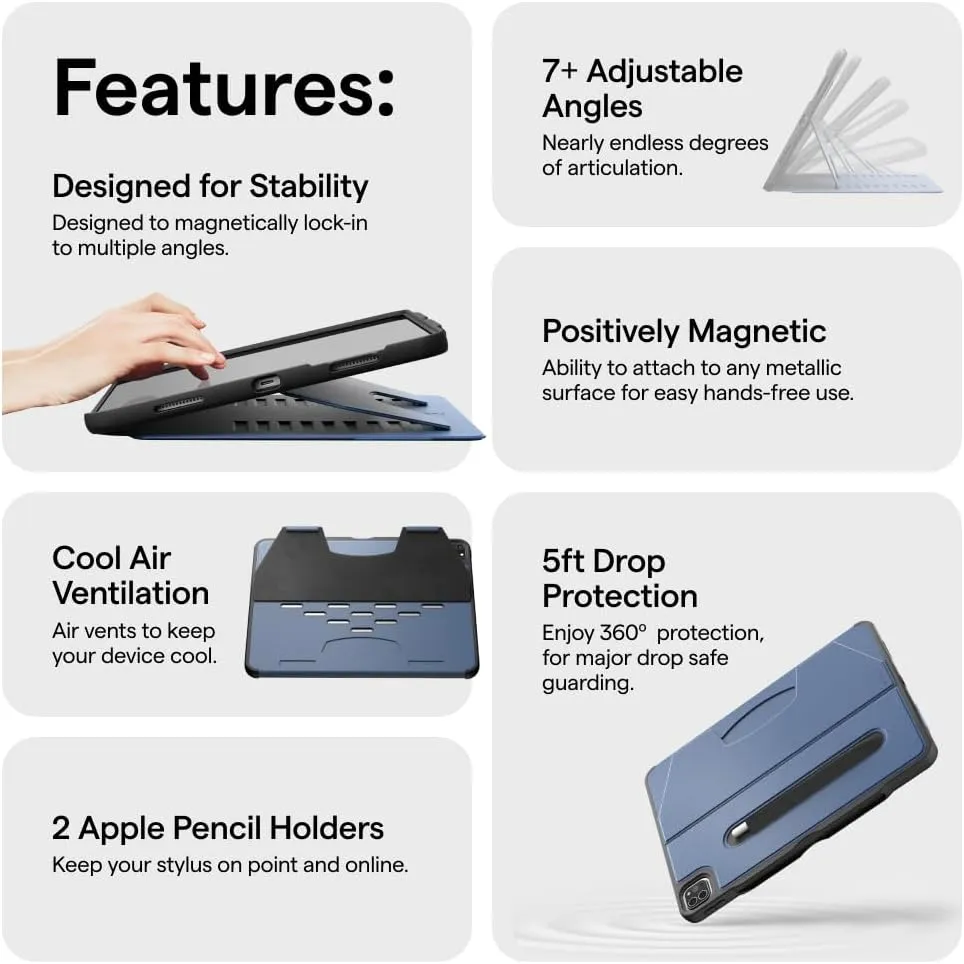 Zugu Case for iPad Pro 11 (M4) 2024, Slim Protective Cover with Apple Pencil Holder, Auto Wake/Sleep, Multiple Viewing Angles, iPad Pro 11 Inch Cover, Phone Protector, Desert Rose