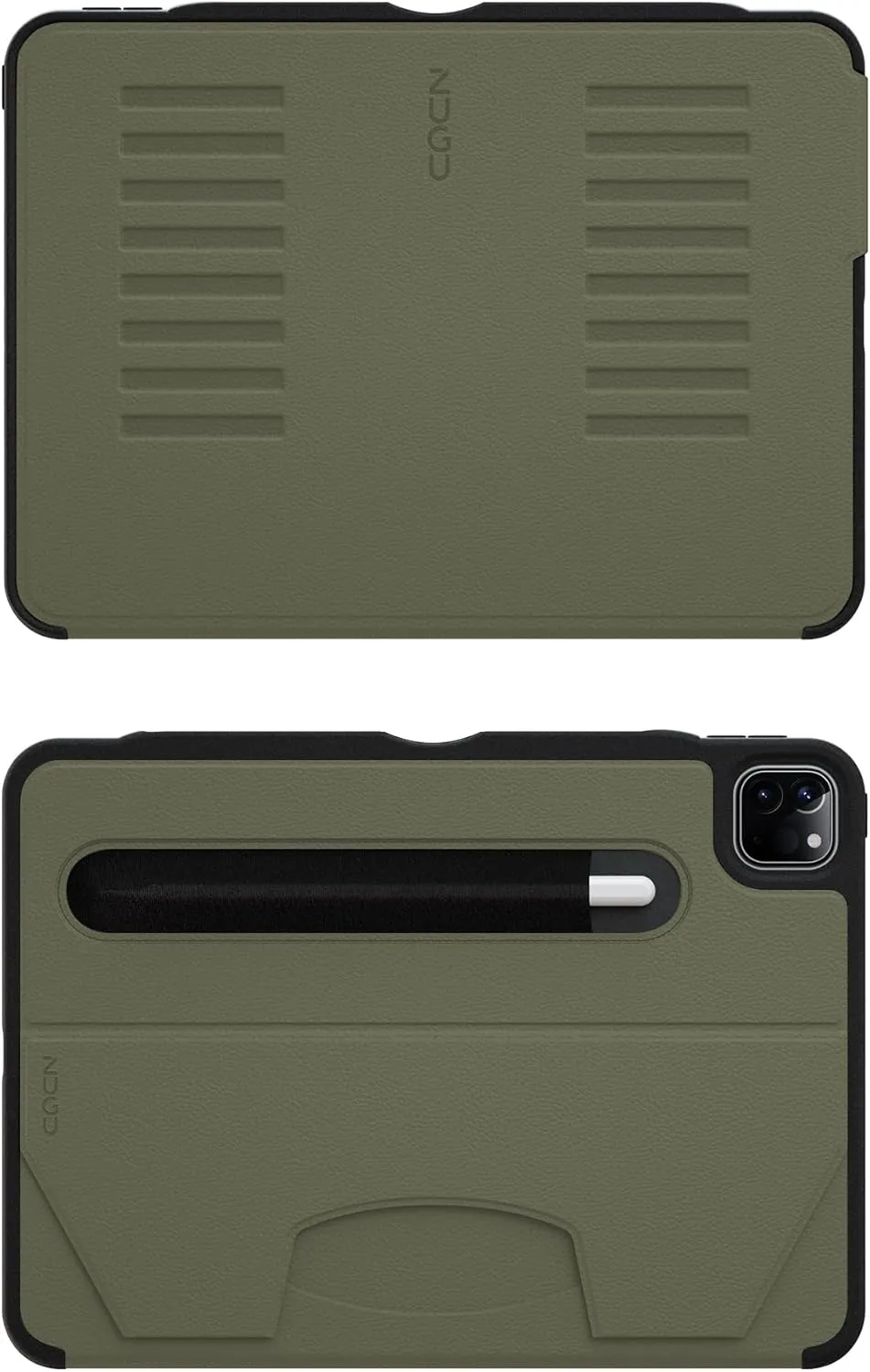 Zugu Case for iPad Pro 11 (M4) 2024, Slim Protective Cover with Apple Pencil Holder, Auto Wake/Sleep, Multiple Viewing Angles, iPad Pro 11 Inch Cover, Phone Protector, Olive Green